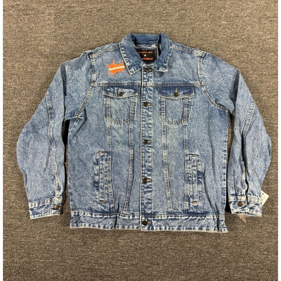 Members Only Jacket Mens Extra Large Blue Denim Jean Trucker Bomber Nickelodeon - Picture 1 of 16